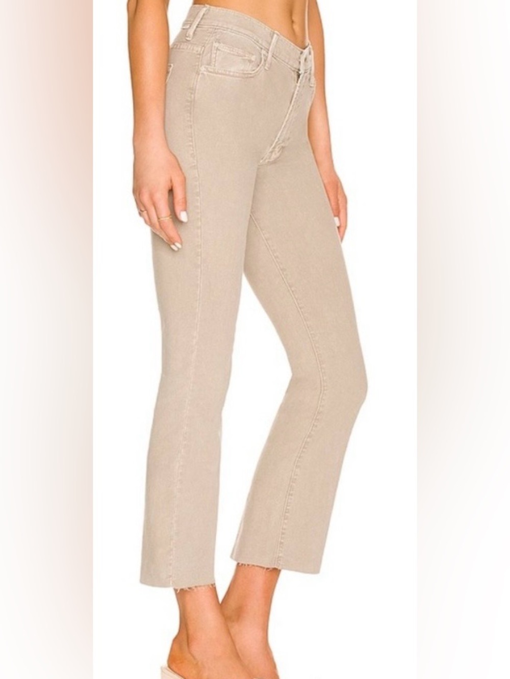 MOTHER Jeans The Insider Ankle Fray in Chalk Oxford Tan Size 27
